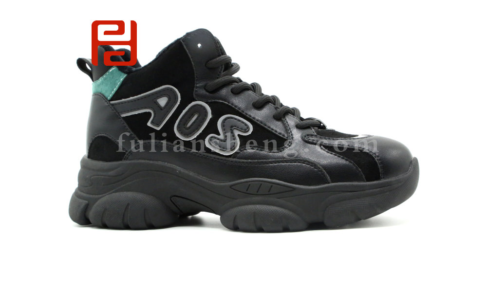 福連升冬季時(shí)尚拼色厚底防滑休閑女鞋老北京布鞋