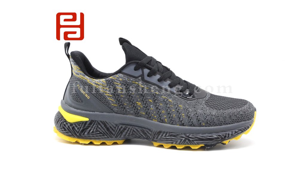 福連升秋季戶外休閑運動旅游鞋防滑透氣拼色飛織男鞋