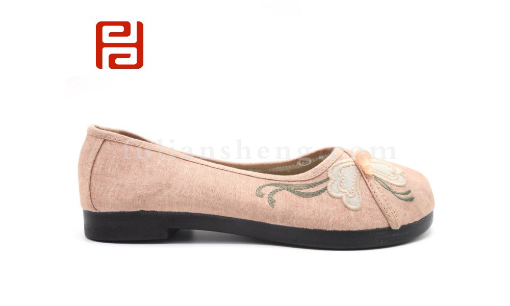 福連升老北京布鞋女鞋素面古風(fēng)純色繡花圓頭淺口古裝平底鞋
