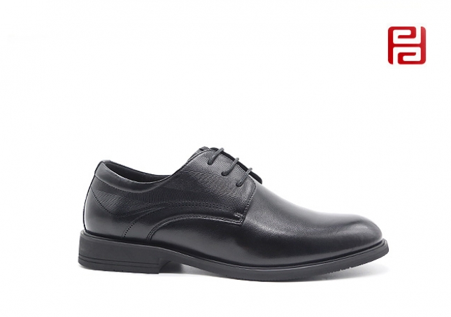 福連升正裝商務(wù)皮鞋黑色橡膠底工裝鞋細(xì)膩光澤正裝男鞋