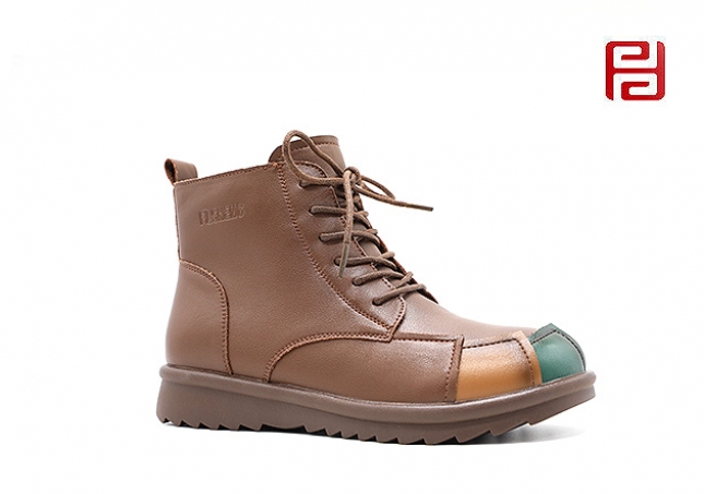 福連升冬季新款休閑生活女鞋舒適休閑鞋手縫鞋